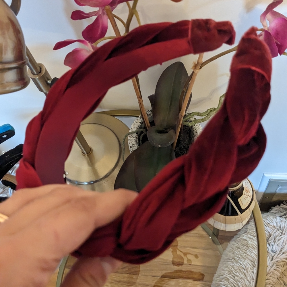 Red velvet braided headband